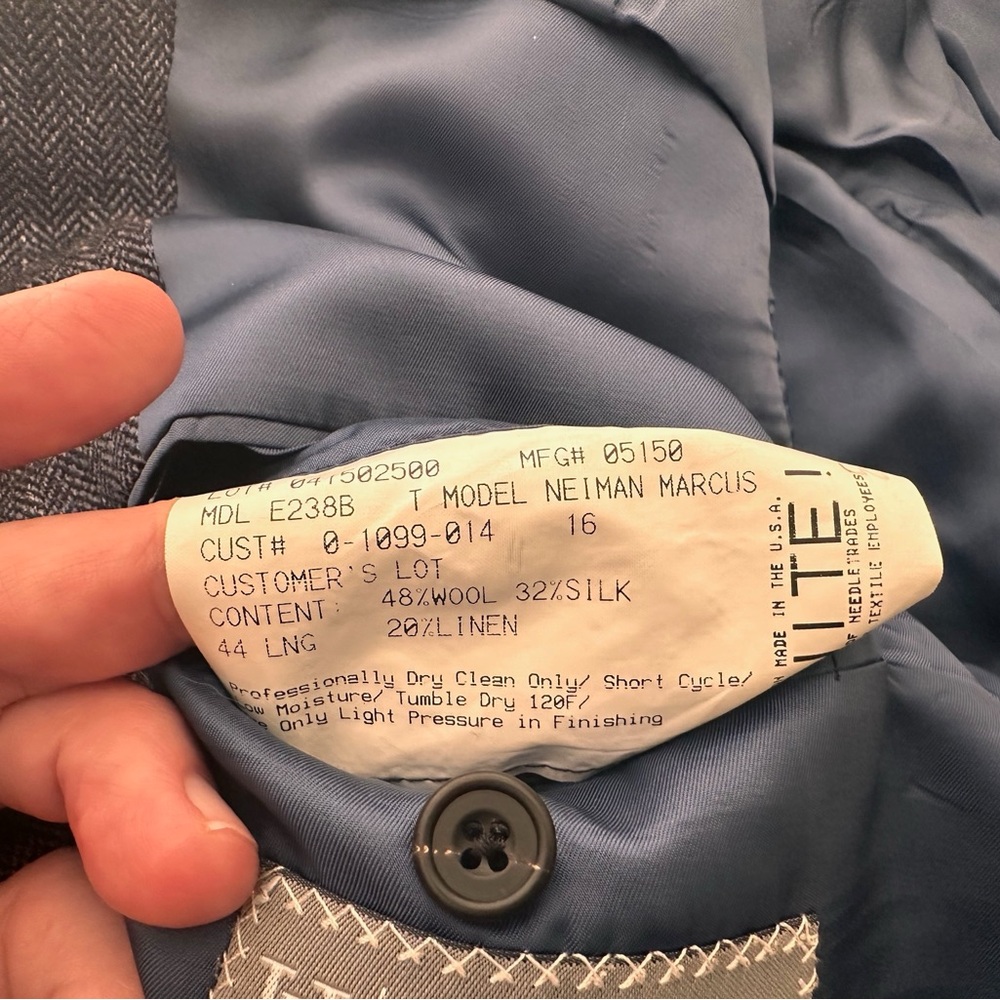 HICKEY FREEMAN Heather Blue / Grey Herringbone Sport Coat for Neiman Marcus - Picture 7 of 7